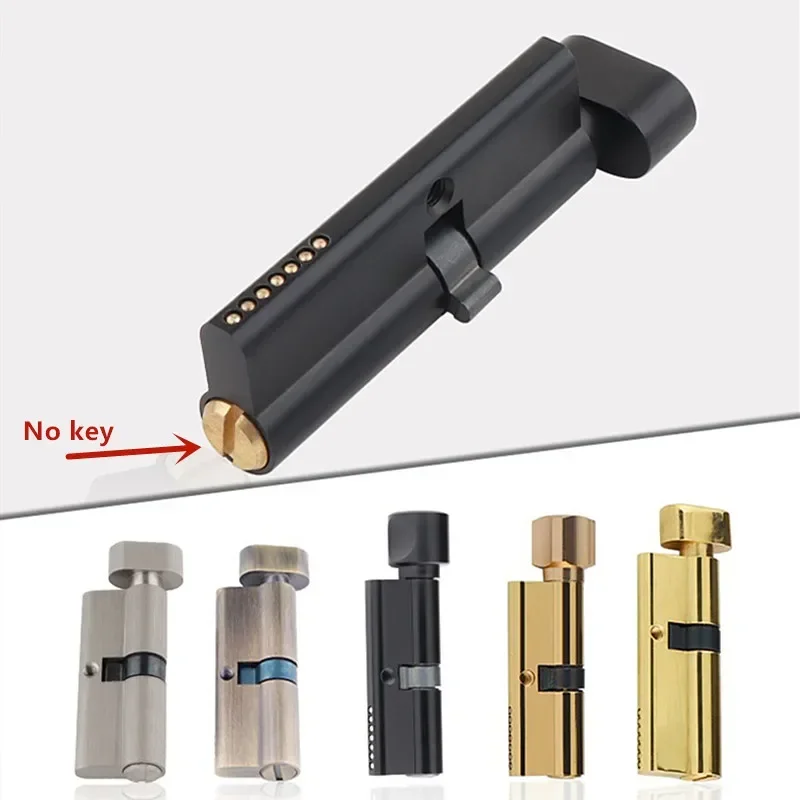 Furniture Hardware Fitting - 屋内無垢材ドア真鍮キーレスロックコア浴室ドアハンドルロックシリンダーキッチンハードウェア家具アクセサリー