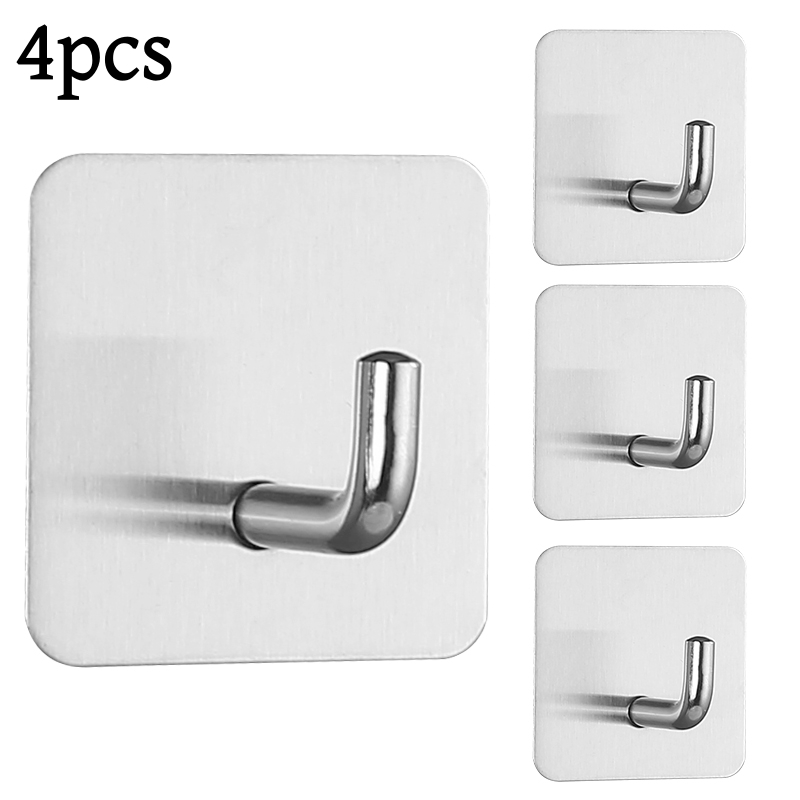 Furniture Hardware Fitting - 2-4 個の自己粘着式壁フックタオルホルダードア布コートハンガー浴室キッチンハードウェアラックバッグフックオーガナイザー吊り下げ用