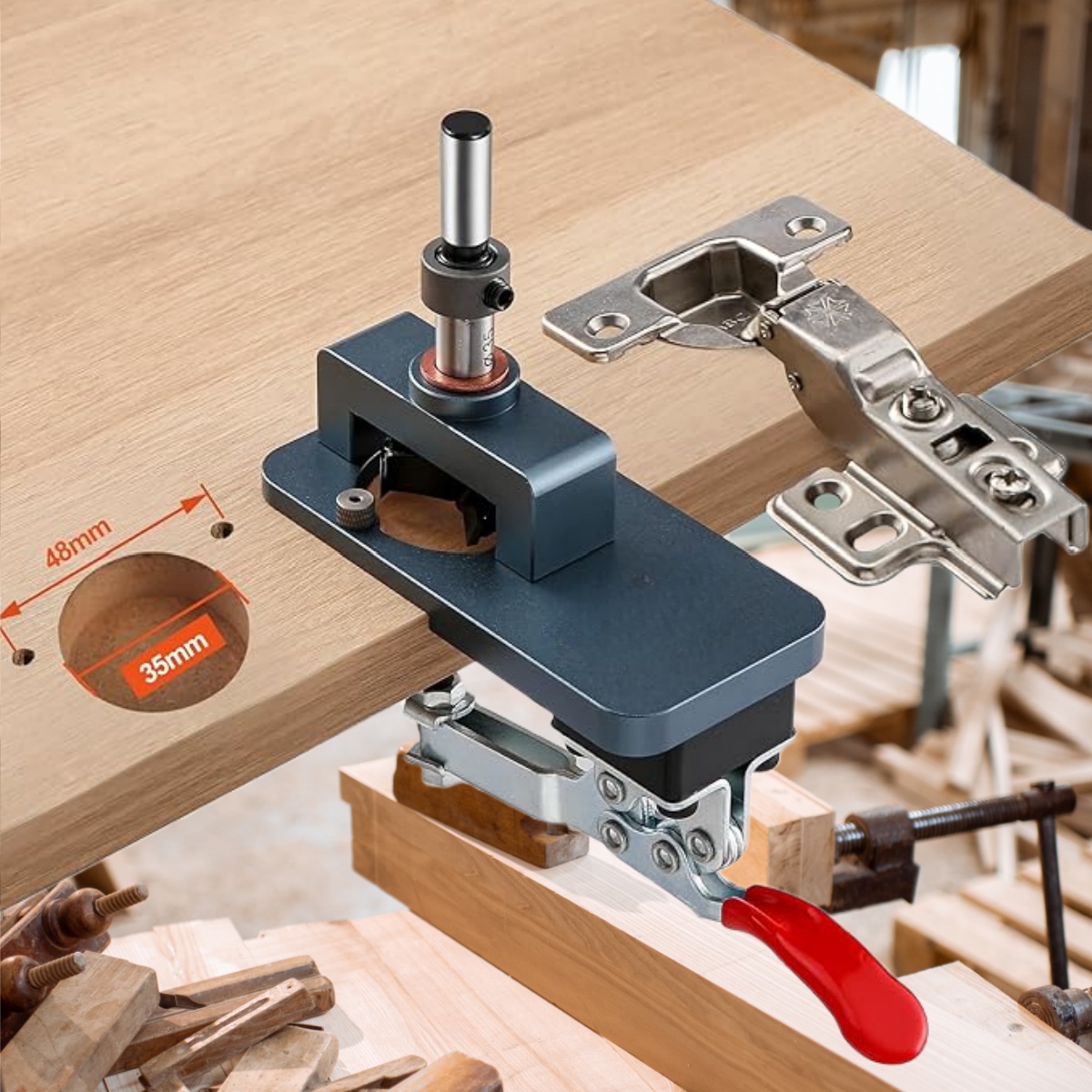 35mm ヒンジジグ - 調整可能なエッジとクイッククランプ - Furniture Hardware Fitting のレビューと価格